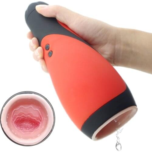 Tight Oral Sex Toys for Men Silicone Blowjob 30 Speed Vibration Simulated Electric Male Masturbator Cup Deep Throat Mouth Design