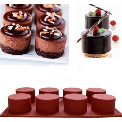 8-Cavity Silicone Mold For Cake Pastry Baking Round Jelly Pudding Soap Form Ice Cake Decoration Tool Disc Bread Biscuit Mould