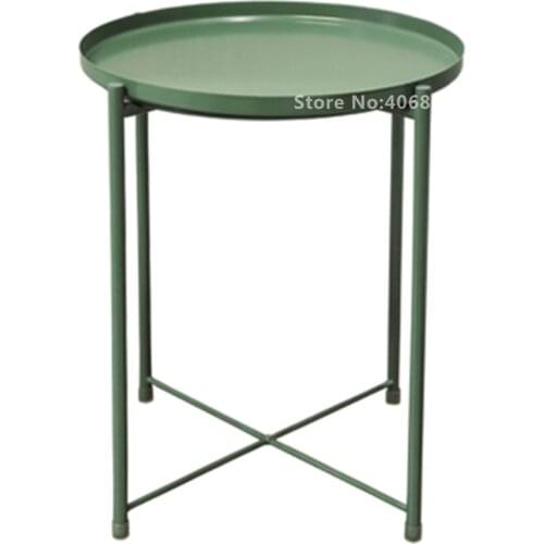 Nordic Style Modern Metal Round Tray Small Tea Table Coffee Table Sofa Side Living Room Carbon Steel Simple Elegant Furniture