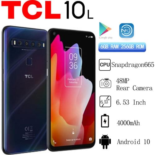 TCL 10L T1 Lite Global Version Cell Phones 48mp 6GB RAM 256GB ROM Mobile Phones Qualcomm Snapdragon 665 6.53inch Phone