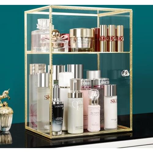 Big Capacity Glass Makeup Organizer Dust-proof Desktop Cosmetic Storage Box Lipstick Holder Perfume Organizer Jewelry Box