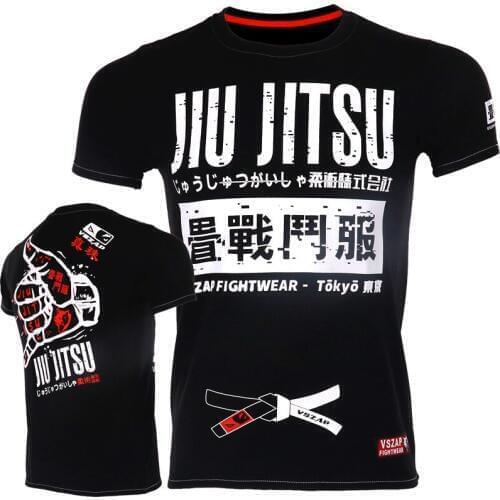 VSZAP Brazilian Judo Men T Shirt Casual MMA Short Tshirt Fitness Short-sleeved T-shirt Black Belt Training Suit streetwear