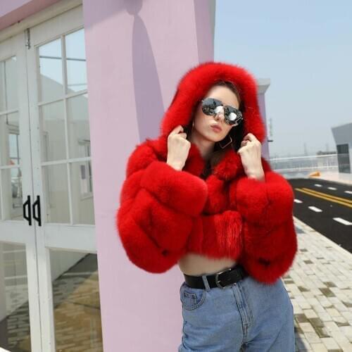 Natural Fox Fur Short Coat Women Fashion Jacket For Winter Warm OverCoat