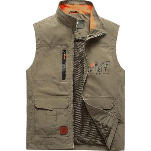 Plus Size Multi-pockets Mesh Vest Men Brand Quick Dry Fishing Vest Photography Sleeveless Jacket Male Chaleco Hombre Weste M-6XL