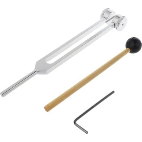 128HZ 128HZ Aluminum Alloy Silver Tuning Fork Chakra Hammer Ball Diagnostic Tool for Sound Healing Therapy Health Care Healing