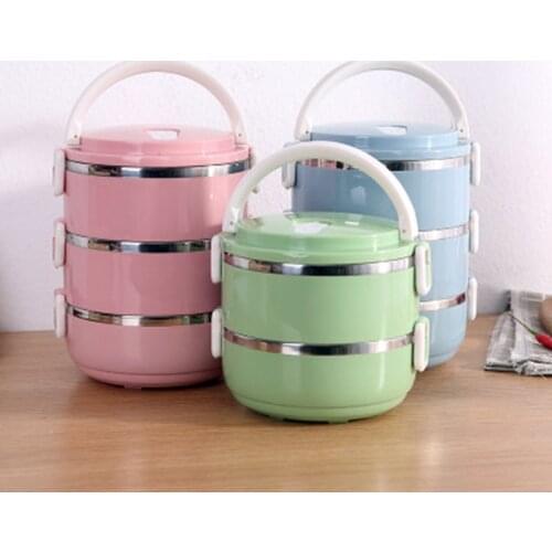 2/3 Large Layer Insulated Lunch Box Stainless Steel Double Layer Portable Picnic School Office Food Container Case