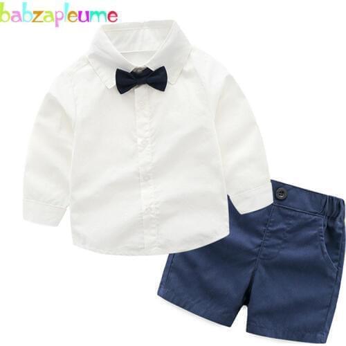 2PCS/Summer Baby Boys Clothes For Kids Tops Fashion Gentleman Long Sleeve Children T-shirt+Shorts Toddler Clothing Sets BC1734-1