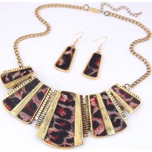 2019 Vintage Square Stone Leopard Alloy Pendant Necklace Geometric resin Acrylic necklaces Jewelry For Women Gift Accessories