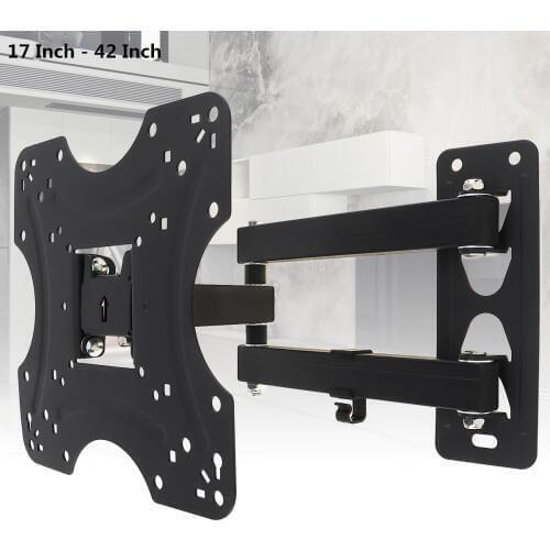 22KG Adjustable Frosted TV Wall Mount Bracket Flat Panel TV Frame with Small Wrench Cable Clip for 17-42 Inch LCD LED Monitor