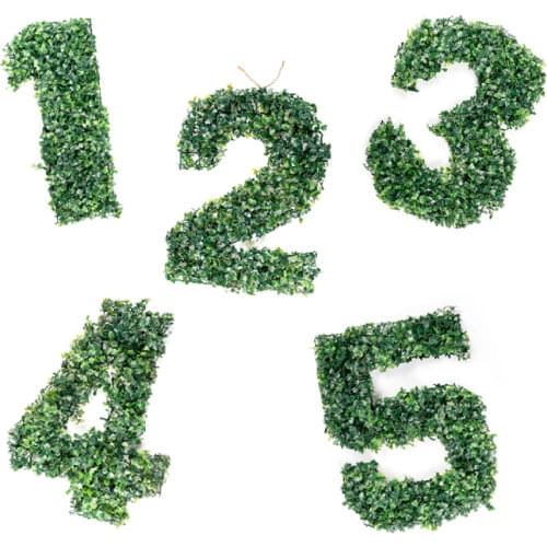 3D Plant Number Hang Wall Decoration Birthday Party Background Artificial Green Leafs Plastic Wedding Home S00977