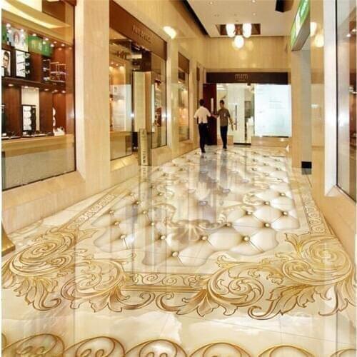 Beibehang Custom wallpaper 3D stereo flooring large European luxury gold rose marble soft package parquet floor 3D floor tiles