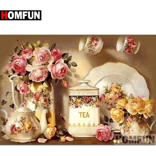 HOMFUN Full Square/Round Drill 5D DIY Diamond Painting "Flower pot" Embroidery Cross Stitch 5D Home Decor Gift A16993
