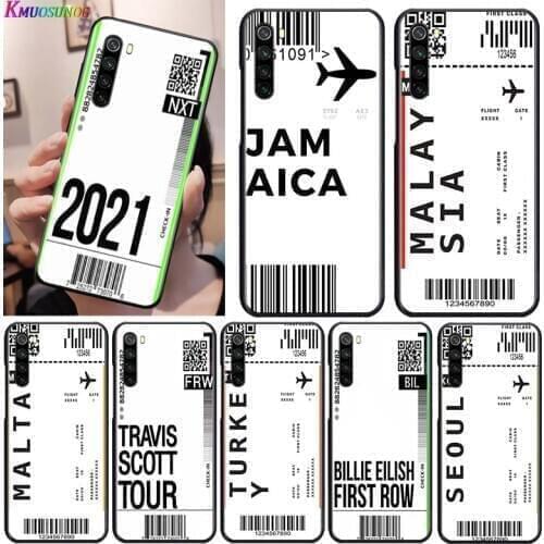 Air Ticket Travel for OPPO Reno 2 Z 2Z 2F 3 4 Pro 5G F7 A5 A9 2020 Super Bright Black Phone Case Soft Cover Shell