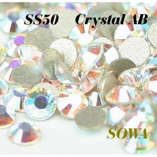 Free Shipping New 144pcs/Lot SS50 (11.7-12.0mm) Crystal AB/Clear AB Flat Back Glue on ( Nail Art ) Non Hot Fix beads