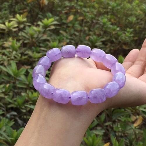 Genuine Natural Lavender Purple Amethyst Quartz Gemstone Barrel Beads Healing Bracelet Woman 8mm 10mm 12mmm AAAAA Drop Shipping