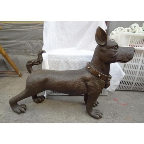 Fast shipping USPS to USA S1760 30" Folk Chinese Year Zodiac Bronze ZhaoCai Wealth Run Dog Statue Sculpture