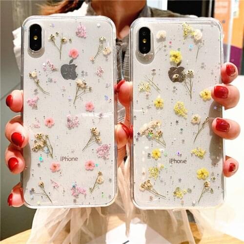 Dry flower case for iphone 11 12 pro XS Max X XR 6s 7 8 Plus SE 2020 phone cases Real floret cover on iPhone 11 Pro 12mini case