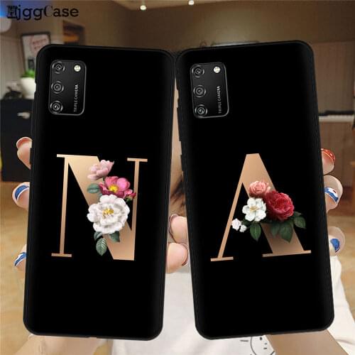 Custom Name Letter Monogram Flower Matte Soft Phone Case For Samsung Galaxy A02 A12 A32 A42 A52 A72 4G 5G Black Back Cover
