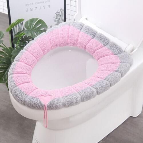 Colored Cartoon O-shaped Thick Winter Warmer Household Washable Commode Toilet Seat Cover Lanyard Design Portable Easy To Use