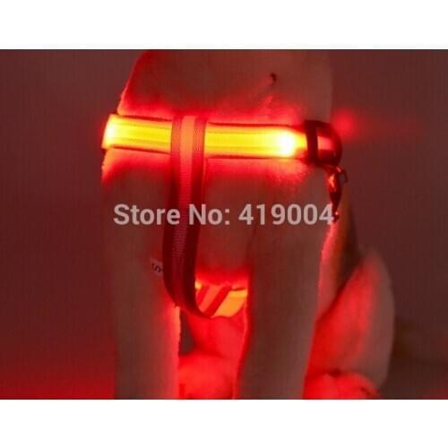 Colorful Dog Pet Safety Belt Harness LED Flashing Light Leash Tether S/M/L Size Fedex DHL Free shipping ,100pcs/lot