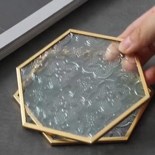 Retro Glass Coaster Dining Table Kitchen Decoration Pad Heat Insulation Table Mat Heat Resistant Placemat Kichen Supplies