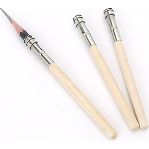 5PCS/Lot Wooden Handle Pencil Extender Holder Colored Pencil Lengthener Tool Adjustable Top for School Art Sketch Writing