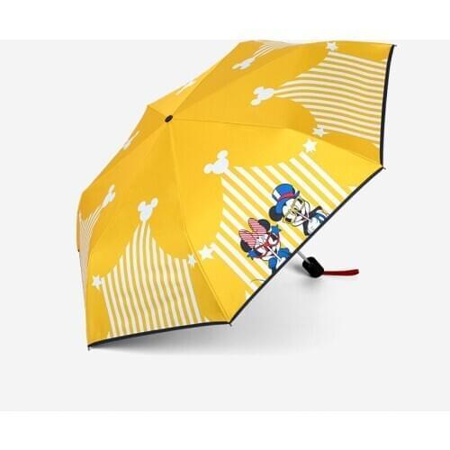 Disney yellow Mickey minnie umbrella Folding Umbrella Student Sunscreen Skid Outdoor Children Umbrella gift high quality