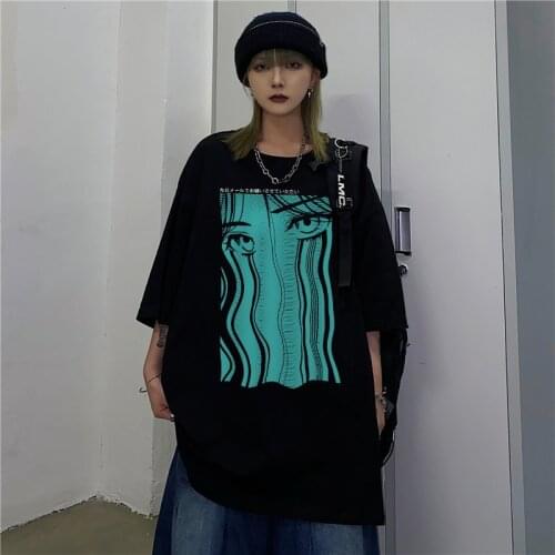 Cotton Men Women Short Sleeve T-shirts Korean Ulzzang Tshirt Streetwear Harajuku Alt Clothes Tee Tops Graphic 2021 Emo Clothing