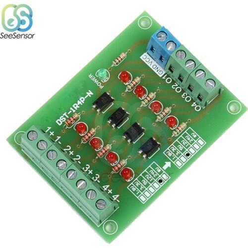 24V to 5V 4 Channel Optocoupler Isolation Board Isolated Module PLC Signal Level Voltage Converter Board 4 Bit