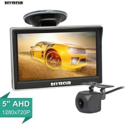 DIYSECUR 5" IPS AHD Monitor 1280x720P HD 170 Degree Starlight Night Vision Backup Camera Vehicle Reverse for Car SUV MPV RV
