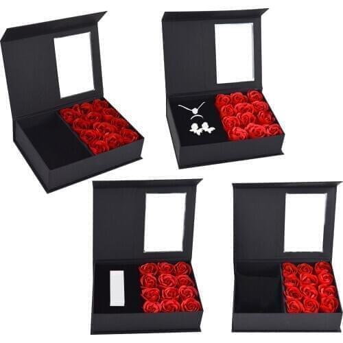 Jewelry Storage Box Rose Gift Box Eternal Soap Rose Gift Box Open Window Valentines Day Gift Necklace Watch Lipstick Gift Box