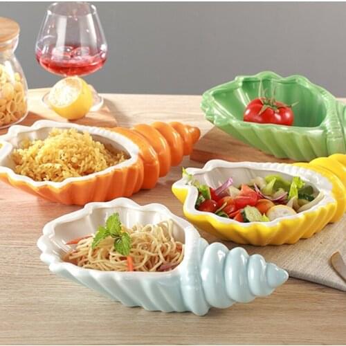 Creative Conch Porcelain Snack Plate Fruit Dish Cake Plate Candy Dish Salad Tray Ceramic Tableware Decoration Dinnerware