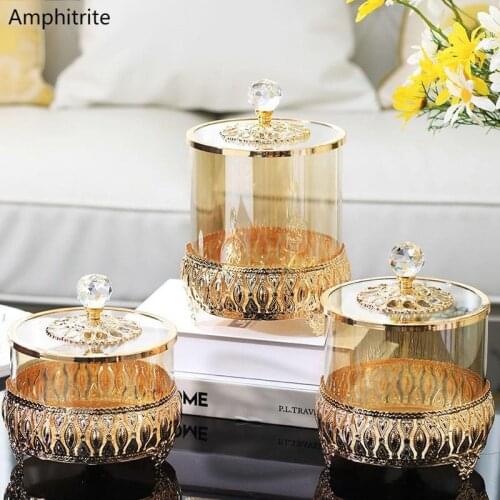 Metal Glass Storage Bottle Bottle Plastic Light Modern American Luxury Living Room Decoration For Home Storage Jar Decoration