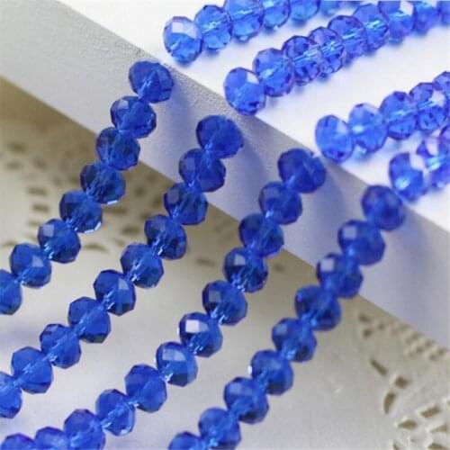 MHS.SUN 2mm-18mm Mid Sapphire Color Faceted Rondelle Glass Crystal Beads For Jewelry Making Loose Space Beads Garment Decoration