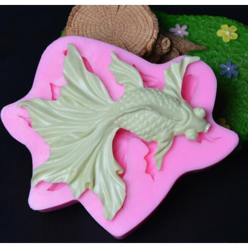 Lovely Gold Fish Shape Fondant Cake Border Decoration Silicone Mold Chocolate Candy Handmade Soap Tools