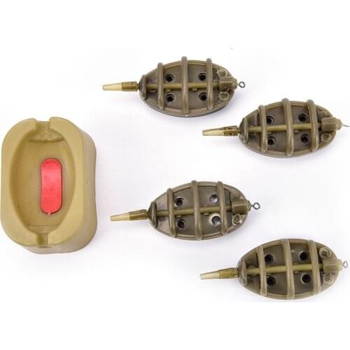 1set Inline Method Carp Fishing Feeder 4 Feeders 15/20/25/35g Multifunction Mould Fishing Tackle Accessories Fishing Tools