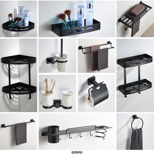 12 Items in full Black Bathroom Hardware set Square soap dish ceramic bathroom accessories sets