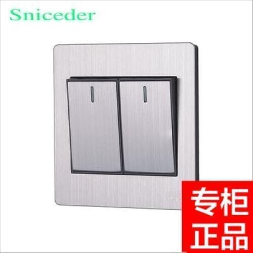 86 type wall switch panel S8 stainless steel wire drawing two gang 2 way double control button switch