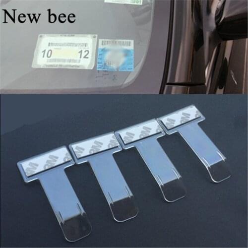 Newbee 4Pcs Car Styling Parking Ticket Holder Clip Auto Hook Organizer Accessories Windshield Fastener Dashboard Sticker Decal