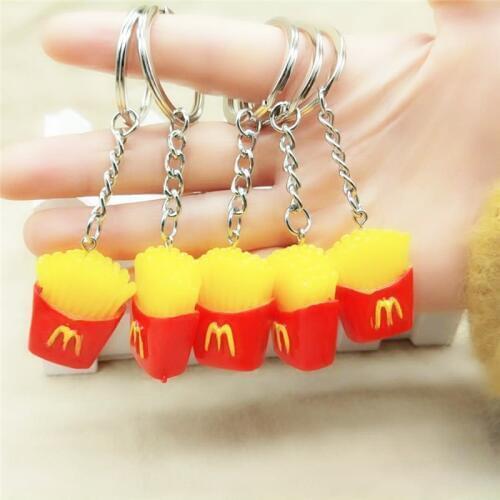 2018 New Creative Cute Key chain Mini Food Hamburger Fries Pendant Car Key Keychain For Men And Women Children Key Ring Gifts