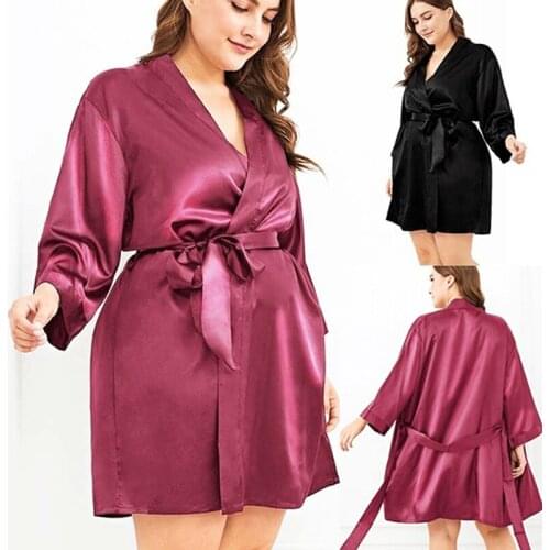 Sleepwear Women Faux Silk Robe Bath Gown Women Simplicity Bathrobe Plus Size Robe lady Sexy Robes Satin Robe Dressing