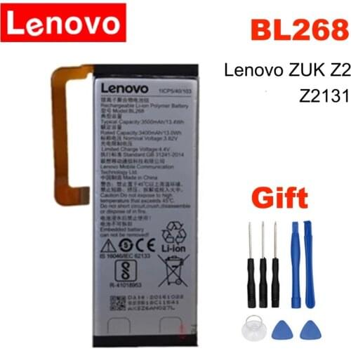 Lenovo Original Battery BL268 For Lenovo ZUK Z2 Z2131 3500mAh Mobile Phone replacement High Quality Battery + Free Tools