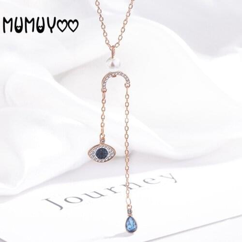 SWA Fashion Jewelry High Quality Glamour High Heels Eye Pearl Crystal Necklace Female Pendant Necklace Jewelry For Women