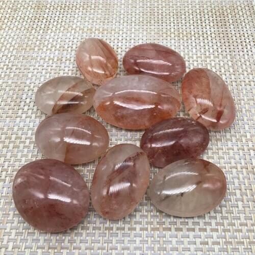 Palm stones natural quartz crystals Red gum flower polished massage gemstones energy healing chakras reiki home decor