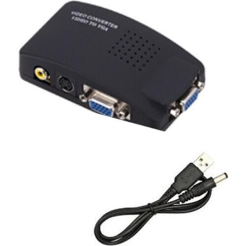 AV to VGA Adapter RCA VGA Converter PC RCA Composite S-Video AV Input to PC VGA LCD Output Converter Switch Box