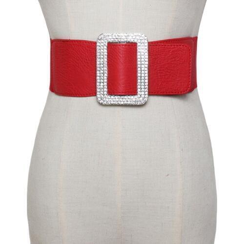 New Arrival Elegent Crystal rhinestone Style Wedding Party Bride Belt Dress Sash Large metal buckle elastic wide accessories