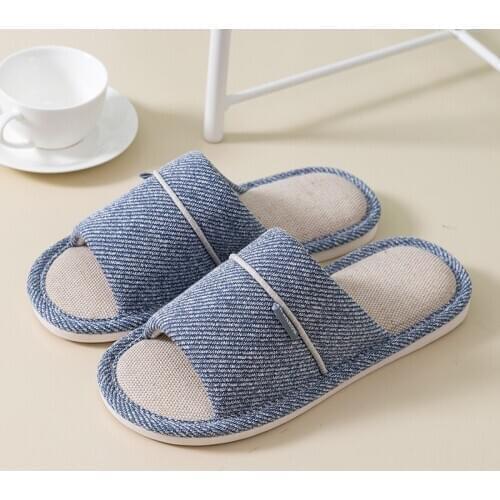 TZLDN 2020 Men/Women Summer Slippers Soft Flax Indoor Home Flip Flops Hemp Open Toe Sandals Ladies Flat Casual Slides Beach Shoe