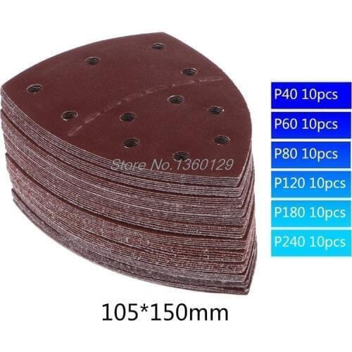 60pcs 11-hole Sanding Sheets 105 x 152 mm Grit 20 Each of 40/60/80/120/180/240 Sandpaper for Multi Sander Bosch Prio