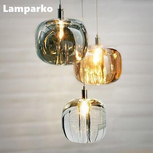 Modern LED Ceiling Lamp Glass Chandelier Lighting for Dining Room Home Decor Pendant Hanging Light Fixture Indoor Lamp for Stair