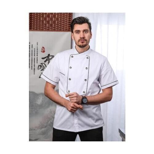 High quality 2018 Summer Short-sleeved Chef service jackte Hotel working wear Restaurant work clothes Tooling uniform cook Tops